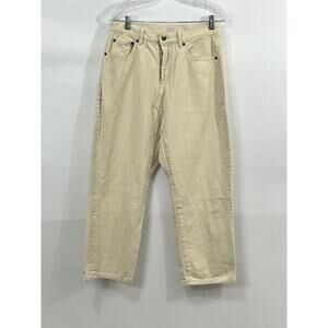 ICHI Antiquites Sz 2 M Beige Khaki Crop Jeans Pants Crop Crotch